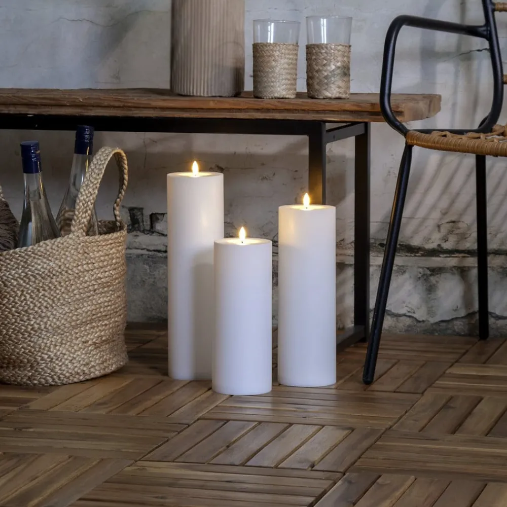 STAR TRADING LED stearinlys Flamme Rak 32,5 cm hvit plast batteridrevet| Julebelysning