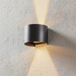 Mantra Iluminación LED utendørs vegglampe Davos rund, mørk grå Discount