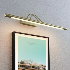 Lindby LED-bildelampe Mailine med bryter, messing| Design- Og Hotellbelysning|Vegglamper