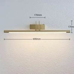 Lindby LED-bildelampe Mailine med bryter, messing| Design- Og Hotellbelysning|Vegglamper