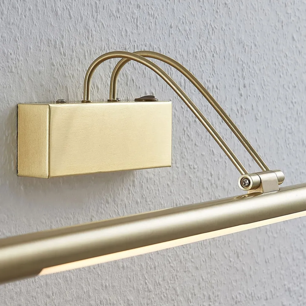 Lindby LED-bildelampe Mailine med bryter, messing| Design- Og Hotellbelysning|Vegglamper