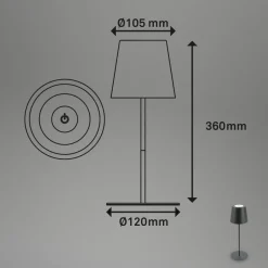 Briloner LED-bordlampe 7508015, antrasitt 2 700 K IP44 Touchdim| Dekorasjonsbelysning|Led-Utendørs