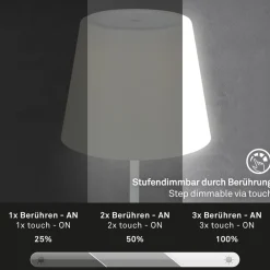 Briloner LED-bordlampe Campi, oppladbart batteri, dimbar, hvit| Terrassebelysning