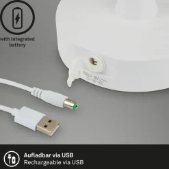 Briloner LED-bordlampe Campi, oppladbart batteri, dimbar, hvit| Terrassebelysning