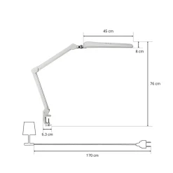 Maul LED-bordlampe craft, hvit, 52 cm, klemmesokkel, dimbar| Kontorbelysning|Bordlamper