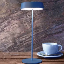Deko-Light LED-bordlampe Miram med batteri, dimbar, blå