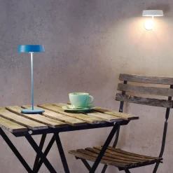 Deko-Light LED-bordlampe Miram med batteri, dimbar, blå