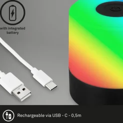 Briloner LED-bordlampe Smal, svart, RGBW, plast, 7 cm| Dekorasjonsbelysning|Bordlamper