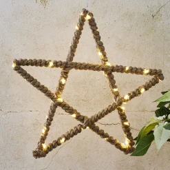 STAR TRADING LED-dekostjerne Jutta, innviklet med jutetau Hot