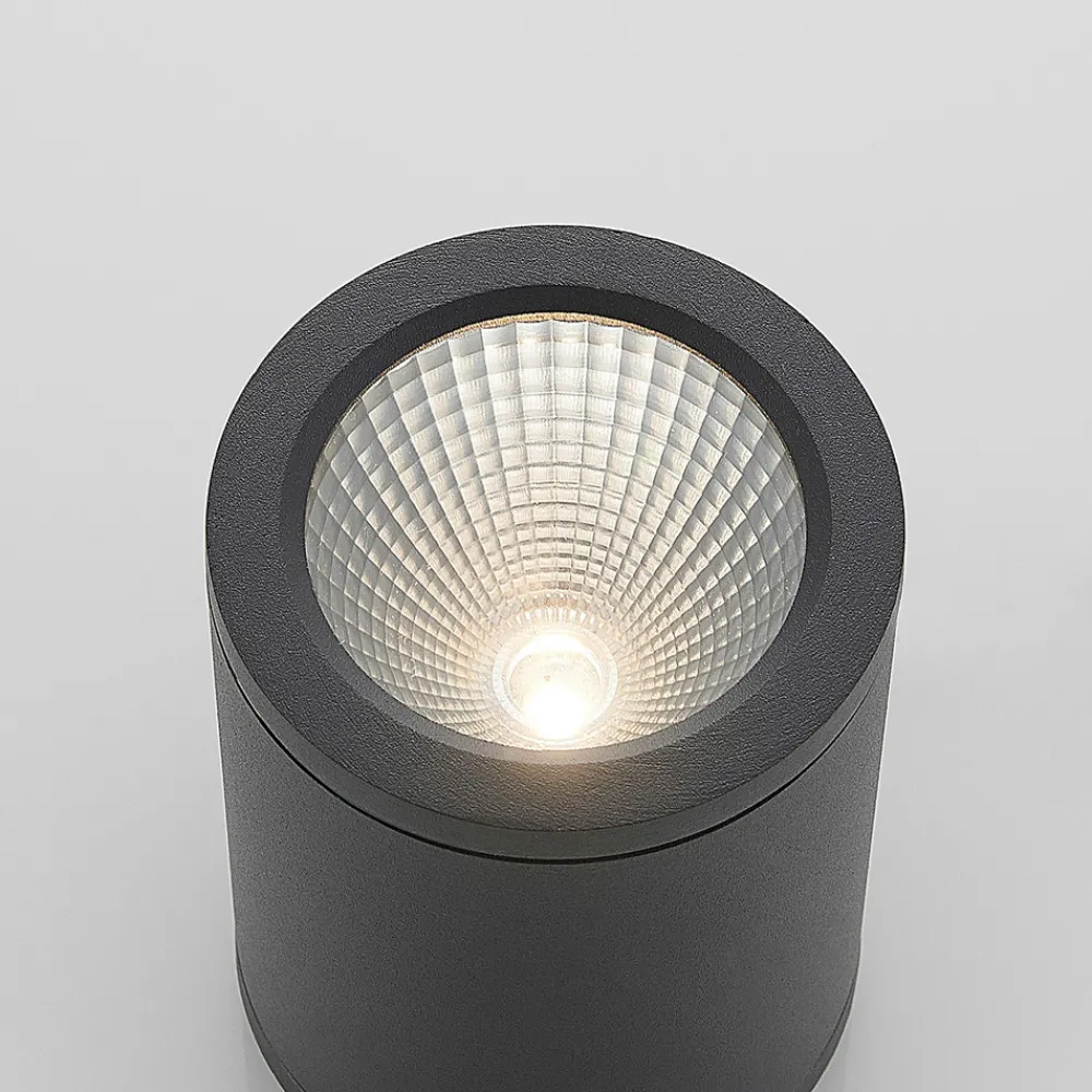 Lucande LED-downlight Embla i aluminium IP54, mørk grå Discount