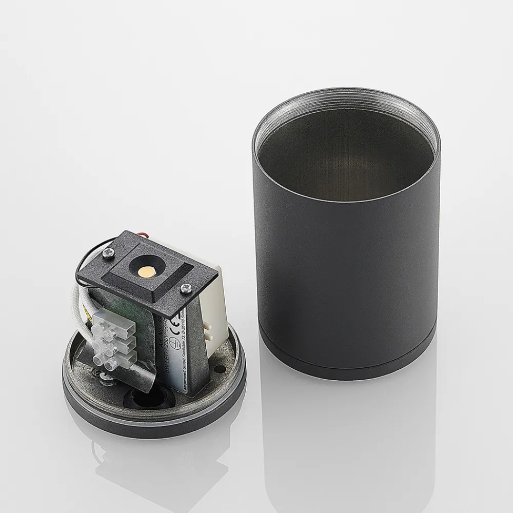 Lucande LED-downlight Embla i aluminium IP54, mørk grå Discount