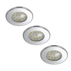 Briloner LED-downlight Nikas IP44, krom, 3er sett