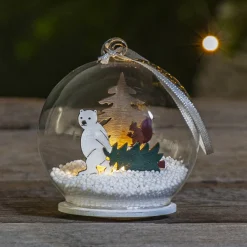STAR TRADING LED-glasskule Forest Friendsr isbjørn med tre| Julebelysning|Dekorasjonsbelysning