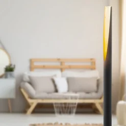 EGLO LED-gulvlampe Barbotto i svart, gull. Online