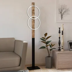 EGLO LED-gulvlampe Boyal, brun, høyde 150 cm, tre, 2 lyskilder.| Gulvlamper