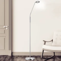 FISCHER & HONSEL LED-gulvlampe Dent, CCT, enkeltlys, nikkel| Gulvlamper