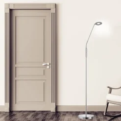 FISCHER & HONSEL LED-gulvlampe Dent, CCT, enkeltlys, nikkel| Gulvlamper