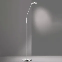 FISCHER & HONSEL LED-gulvlampe Dent, CCT, enkeltlys, nikkel| Gulvlamper