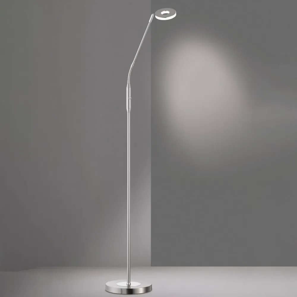 FISCHER & HONSEL LED-gulvlampe Dent, CCT, enkeltlys, nikkel| Gulvlamper