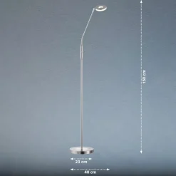 FISCHER & HONSEL LED-gulvlampe Dent, CCT, enkeltlys, nikkel| Gulvlamper