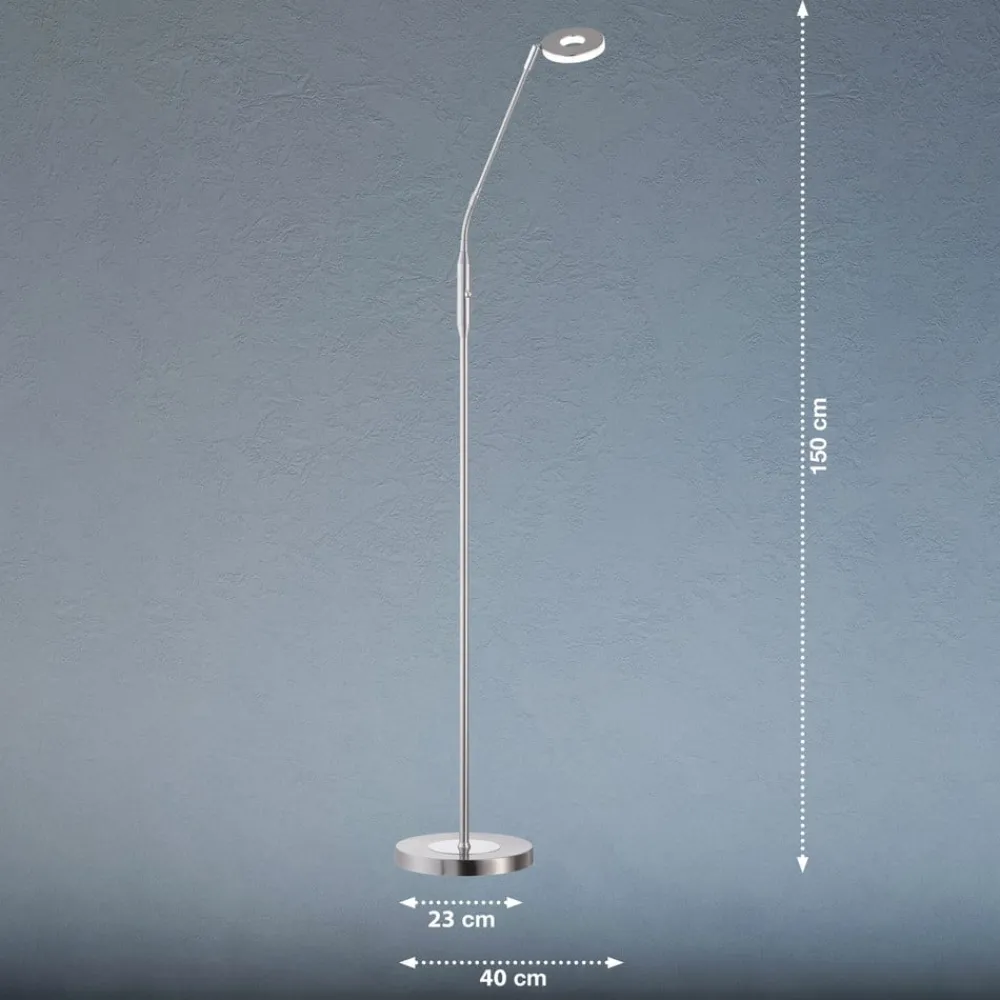FISCHER & HONSEL LED-gulvlampe Dent, CCT, enkeltlys, nikkel| Gulvlamper