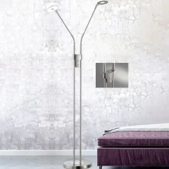 FISCHER & HONSEL LED-gulvlampe Dent, CCT, to lamper, nikkel| Gulvlamper