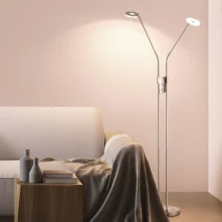 FISCHER & HONSEL LED-gulvlampe Dent, CCT, to lamper, nikkel| Gulvlamper