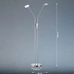 FISCHER & HONSEL LED-gulvlampe Dent, CCT, to lamper, nikkel| Gulvlamper