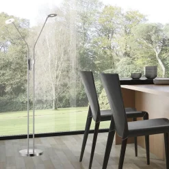 FISCHER & HONSEL LED-gulvlampe Dent, CCT, to lamper, nikkel| Gulvlamper