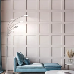 FISCHER & HONSEL LED-gulvlampe Dent, nikkel/krom, 225 cm, metall, CCT 5 lyskilder. New