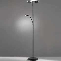 FISCHER & HONSEL LED-gulvlampe Dent, svart, 180 cm, CCT, 2 lyskilder New