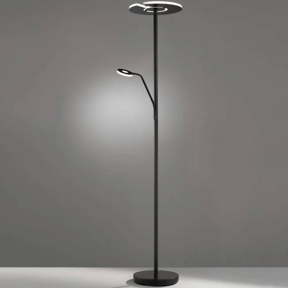 FISCHER & HONSEL LED-gulvlampe Dent, svart, 180 cm, CCT, 2 lyskilder New