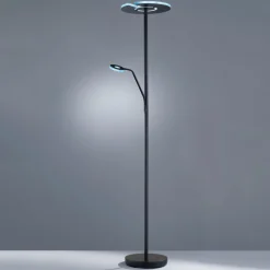 FISCHER & HONSEL LED-gulvlampe Dent, svart, 180 cm, CCT, 2 lyskilder New