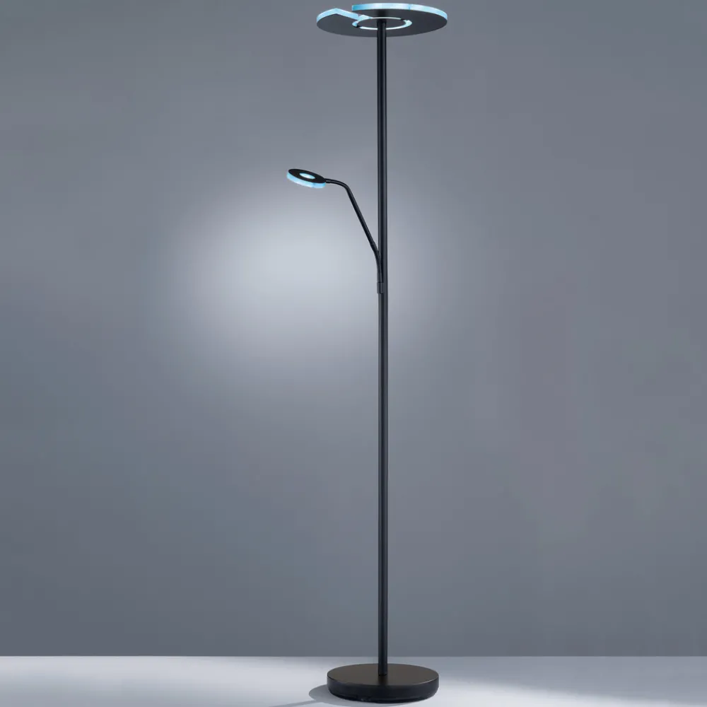 FISCHER & HONSEL LED-gulvlampe Dent, svart, 180 cm, CCT, 2 lyskilder New