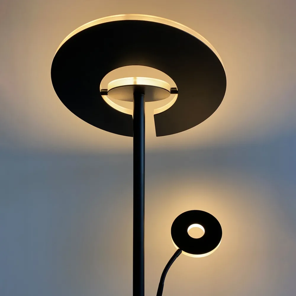 FISCHER & HONSEL LED-gulvlampe Dent, svart, 180 cm, CCT, 2 lyskilder New