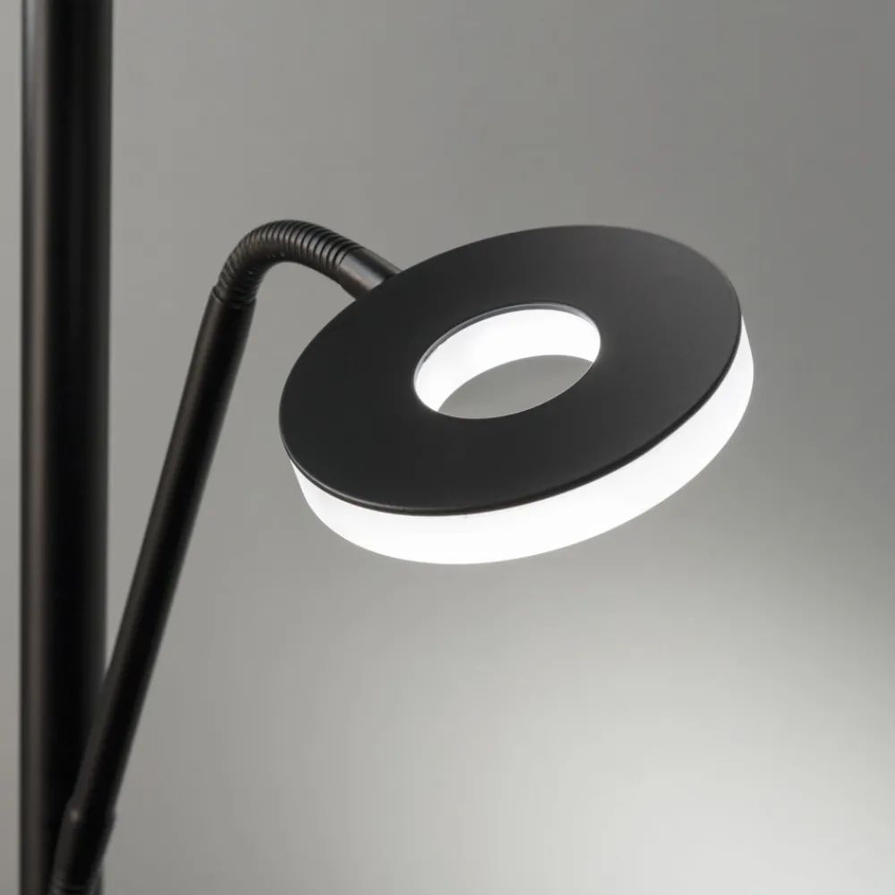 FISCHER & HONSEL LED-gulvlampe Dent, svart, 180 cm, CCT, 2 lyskilder New