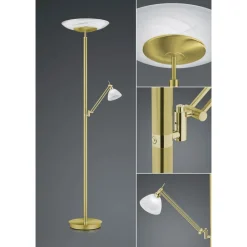 HELL LED-gulvlampe Findus, 2 lyskilder, messing Hot