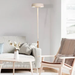 Mantra Iluminación LED-gulvlampe Noa II, berøringsdimmer, stål, hvit/trefarget Outlet