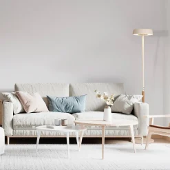 Mantra Iluminación LED-gulvlampe Noa II, berøringsdimmer, stål, hvit/trefarget Outlet