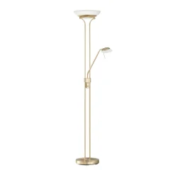 FISCHER & HONSEL LED-gulvlampe Pool, messingfarget, høyde 182 cm, 2 lyskilder.| Gulvlamper