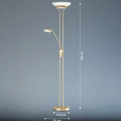 FISCHER & HONSEL LED-gulvlampe Pool, messingfarget, høyde 182 cm, 2 lyskilder.| Gulvlamper