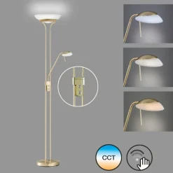 FISCHER & HONSEL LED-gulvlampe Pool, messingfarget, høyde 182 cm, 2 lyskilder.| Gulvlamper