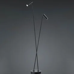 HELL LED-gulvlampe Tom, 2 lyskilde, svart| Kontorbelysning|Gulvlamper