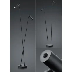 HELL LED-gulvlampe Tom, 2 lyskilde, svart| Kontorbelysning|Gulvlamper