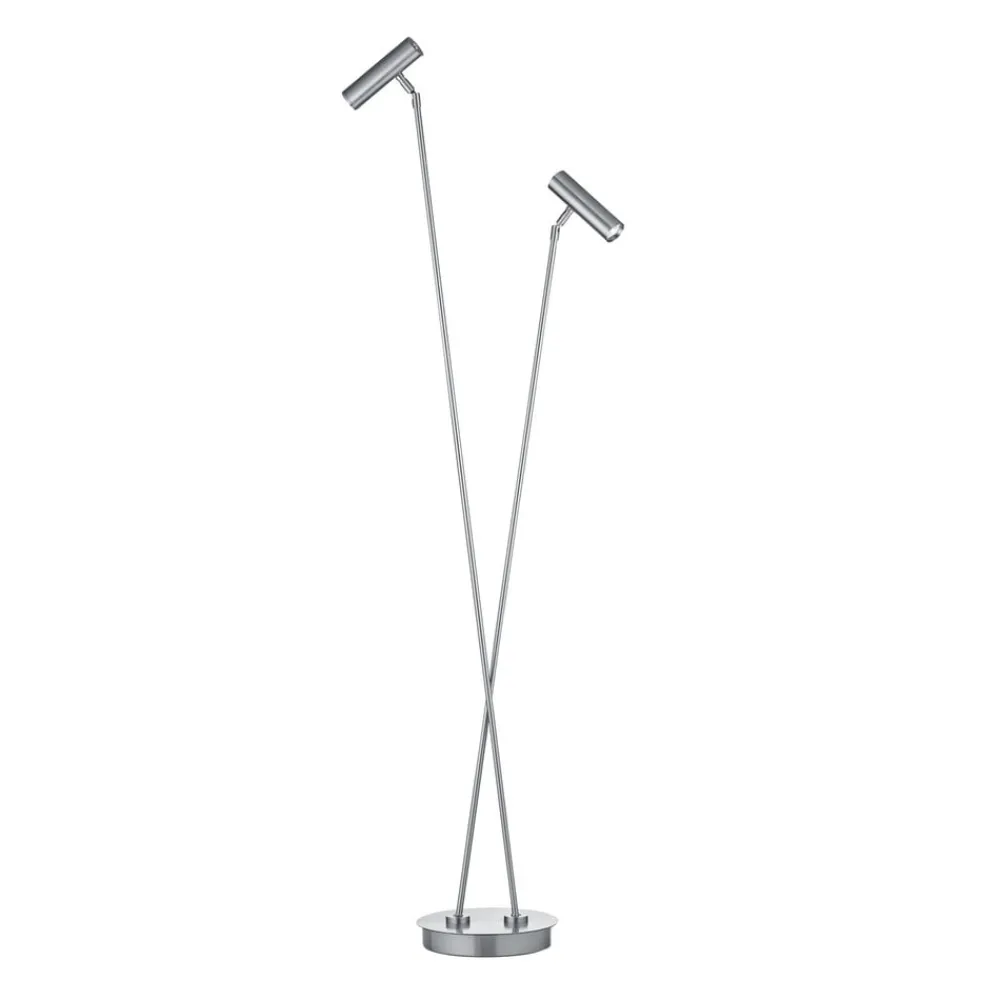 HELL LED-gulvlampe Tom Pro, matt nikkel, 2 lyskilder, CCT, dimmer| Gulvlamper