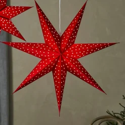 Markslöjd LED-hangstjerne Blink, fløyelslook Ø 45 cm, rød Sale