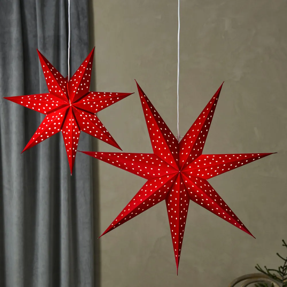 Markslöjd LED-hangstjerne Blink, fløyelslook Ø 45 cm, rød Sale