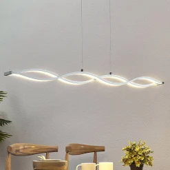 Lucande LED-hengelampe i bjelkeform Roan, bølgeformet Discount