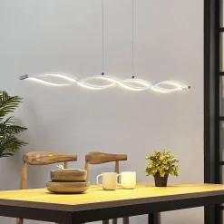 Lucande LED-hengelampe i bjelkeform Roan, bølgeformet Discount