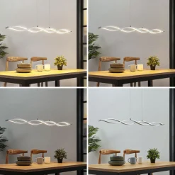 Lucande LED-hengelampe i bjelkeform Roan, bølgeformet Discount